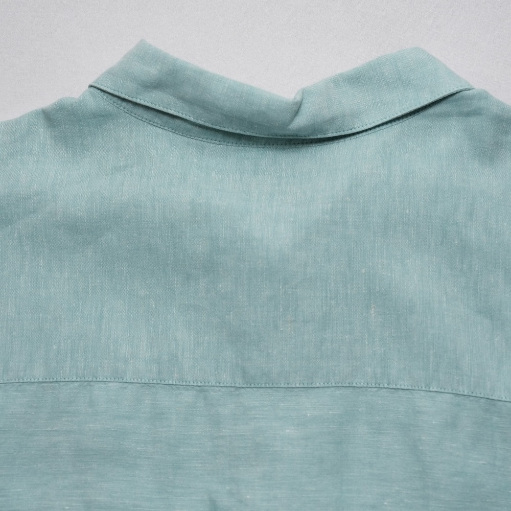 Cubavera Button Up Shirt Mens 4XLT Aqua Blue Linen Blend Embroidered Big Tall - Picture 13 of 15